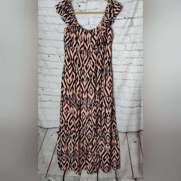 English Factory Tiger Print Ruffle Sleeve Maxi Dress Size Medium NWT - Picture 6 of 11